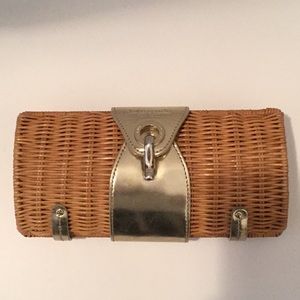 Kate spade wicker clutch w gold